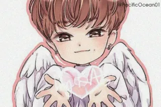 👼 @PacificOcean01 ange, coeur, ailes, mignon, chibi, anime, art whatsapp sticker