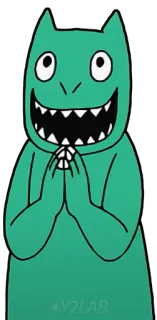 👏 Y2LAB monster, green, cartoon, creature, y2lab, funny telegram sticker