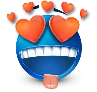 🥰 Emoji, Amor, Corazones, Lengua, Azul whatsapp sticker