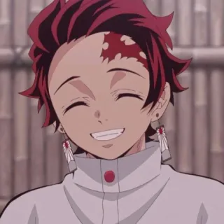 🔳 Tanjiro Kamado Demon Slayer 애니메이션, 귀멸의 칼날, 카마도 탄지로, 미소, 캐릭터 telegram sticker