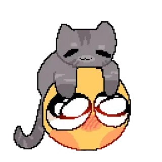 👐 cat, emoji, cute, kawaii, pixel art, sticker telegram sticker
