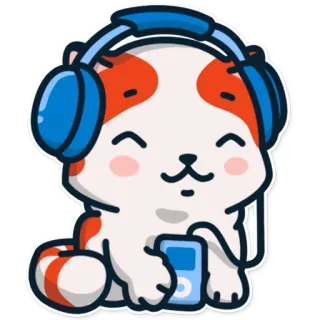 😊 кот, музыка, наушники, милый, животное, питомец telegram sticker