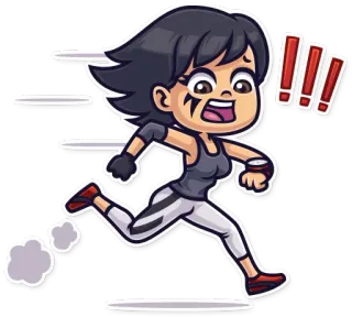 🏃 running, cartoon, woman, speed, exercise, fitness, motion telegram sticker
