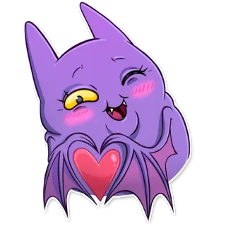 ❤ con dơi, dễ thương, kawaii, động vật, hoạt hình, trái tim telegram sticker