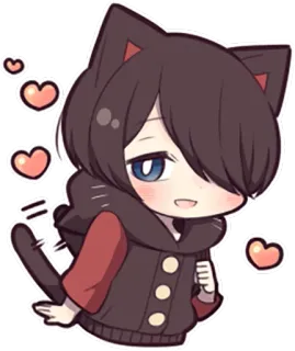 😃 gatto, anime, manga, cuore, kawaii, carino, chibi whatsapp sticker