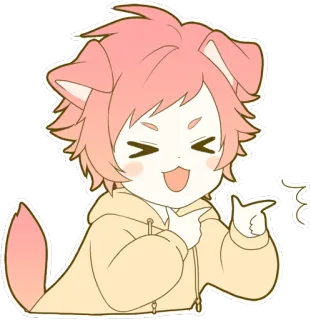 😆 动漫, 狗耳朵, 卡哇伊, 可爱, Q版, 卡通, 角色, 插画 whatsapp sticker
