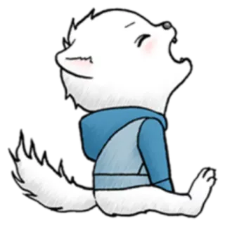 😣 Dessin animé, Chien, Chien blanc, Assis, Mignon, Animal telegram sticker