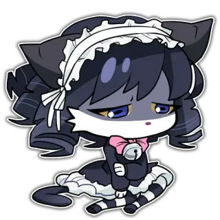 😞 кот, горничная, аниме, каваий, милый, чиби, нэко telegram sticker