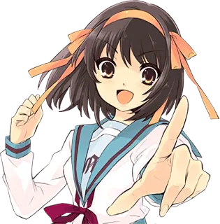 👆 Haruhi Suzumiya The Melancholy of Haruhi Suzumiya อนิเมะ, ฮารุฮิ สึซึมิยะ, ชุดนักเรียน, ตัวละคร, การ์ตูน, ผู้หญิง telegram sticker