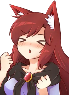 🐺 애니메이션 여자, 여우 귀, 만화, 귀여운, 귀여운, 빨간 머리 telegram sticker