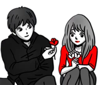 🌺 paar, liebe, romantik, anime, rose, geschenk, cartoon whatsapp sticker