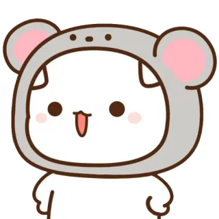 🐭 cute, animal, cartoon, cat, white, pink whatsapp sticker