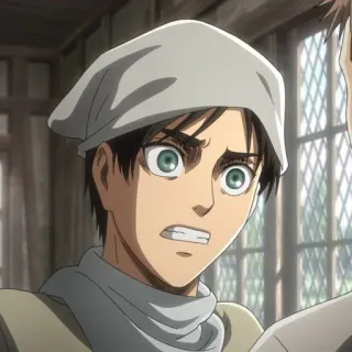 🗡 Eren Yeager Attack on Titan Anime, Eren Yeager, Ataque dos Titãs, Mangá, Medo, Choque, Expressão whatsapp sticker