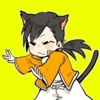😌 gato, garota gato, anime, mangá, fofo, orelhas, rabo telegram sticker
