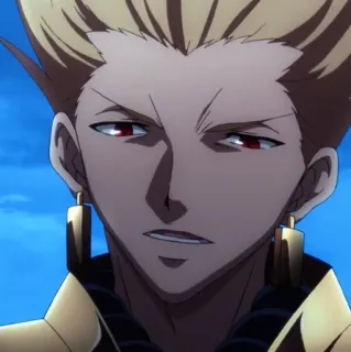 😡 Gilgamesh Fate/stay night Anime, Sério, Loiro, Rei, Dourado whatsapp sticker