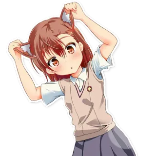 😯 Anime, Katzenohren, Süß, Mädchen, Schuluniform, Cartoon telegram sticker