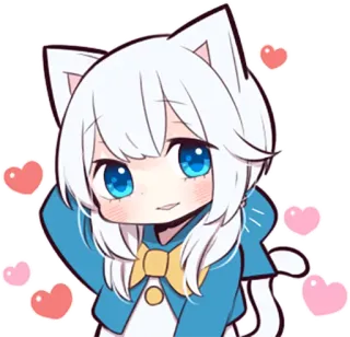 ☺️ Anime, Gato, Fofo, Kawaii, Corações, Chibi, Mangá, Adesivo telegram sticker