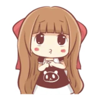 😟 Cartoon, Anime, Mädchen, Süß, Kawaii, Chibi telegram sticker