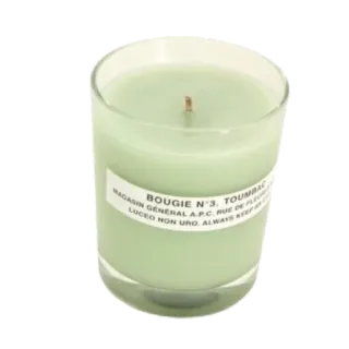 🕯 BOUGIE N'3. TOUMBAC
MAGASIN GENERAL A.P.C. RUE DE FLE candela, candela profumata, tombac, A.P.C., arredamento telegram sticker