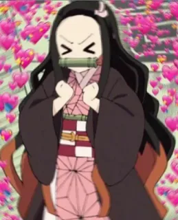 💜 Nezuko Kamado Demon Slayer anime, nezuko, hearts, demon slayer, cute, manga telegram sticker