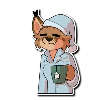 ☕️ пушистый, чай, пижама, милый, животное, мультфильм, расслабляющий, сонный telegram sticker