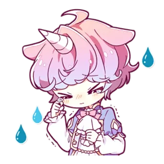 😢 Anime, Einhorn, Süß, Tränen, Kawaii, Pastell telegram sticker