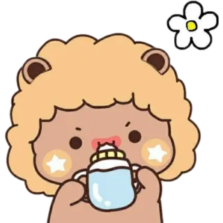 🍼 น่ารัก, การ์ตูน, สัตว์, เด็ก, ขวดนม, ดอกไม้ telegram sticker