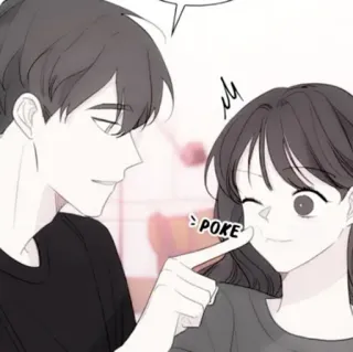 🍢 Poke szturchać, para, uczuć, kreskówka, anime, miłość, mężczyzna, kobieta telegram sticker