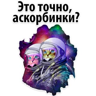 🍭 Это точно, аскорбинки? chat, astronaute, espace, galaxie, chats dans l'espace whatsapp sticker