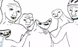 🤔 Meme, Wojak, Llanto, Grupo, Raro, Tétrico, Divertido telegram sticker