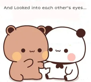 ❤️ And Looked into each other's eyes... ours, mignon, amour, romantique, dessin animé telegram sticker