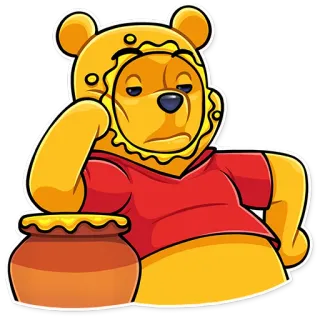 😒 Winnie the Pooh винни пух, мед, медведь, мультяшный персонаж, диснеевский, расслабленный, скучающий telegram sticker