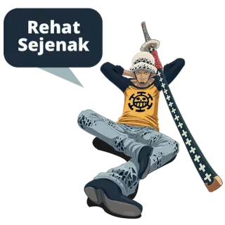 💤 Trafalgar Law One Piece Rehat Sejenak Anime, One Piece, Trafalgar Law, Entspannung, Entspannen, Schwert telegram sticker