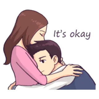 ☺️ It's okay conforto, supporto, empatia, abbraccio, cartone animato telegram sticker