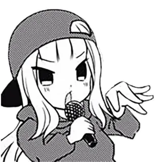 🤙 Anime, Chibi, Mikrofon, Sängerin, Mädchen, Cartoon, Figur telegram sticker