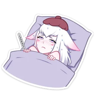 🤒 sick, thermometer, bed, exhausted, sleepy, ill telegram sticker