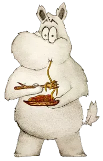 😳 Moomintroll Moomins Moomin, Moomintroll, kartun, karakter, makanan, pasta, makan whatsapp sticker