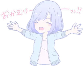 👐 おかえりー!!! Anime, Kartun, Lucu, Sapaan, Selamat datang, Manga, Kawaii whatsapp sticker