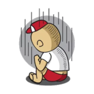 😔 cartoon, sad, upset, depressed, seated, person, character telegram sticker