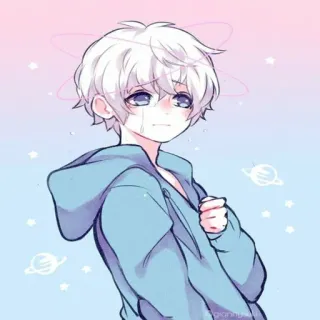 💫 anime, boy, sad, crying, hoodie, illustration, cartoon telegram sticker