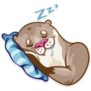 😴 Zzz rái cá, ngủ, dễ thương, động vật, hoạt hình, gối, ngủ trưa telegram sticker