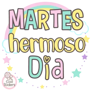 🌈 MARTES hermoso Dia martes, bonito, día, lindo, sticker, arcoíris, pastel telegram sticker