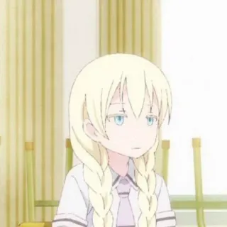 🎲 Anime, Meisje, Blond, Vlechten, Schattig, Personage telegram sticker