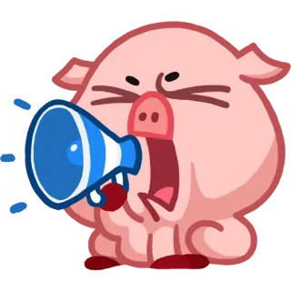 📢 babi, megaphone, berteriak, binatang, kartun telegram sticker
