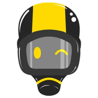 😉 robot, hełm, kreskówka, naklejka, mrugnięcie telegram sticker