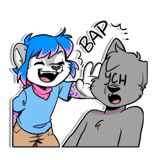 ✋ BAP Furry, Anthro, Klappen, Cartoon, Dier, Personage whatsapp sticker