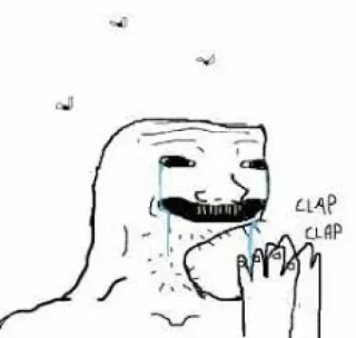 😂 Clap Clap มีม, ร้องไห้, ปรบมือ, Wojak, ความรู้สึก telegram sticker