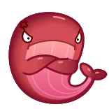 😡 en colère, baleine, rouge, dessin animé, océan, mer, animal telegram sticker