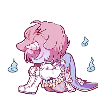 😭 Anime, Einhorn, Süß, Kawaii, Pastell, Sitzend telegram sticker