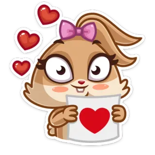 ❤ kelinci, hati, cinta, imut, kartun, binatang, stiker whatsapp sticker